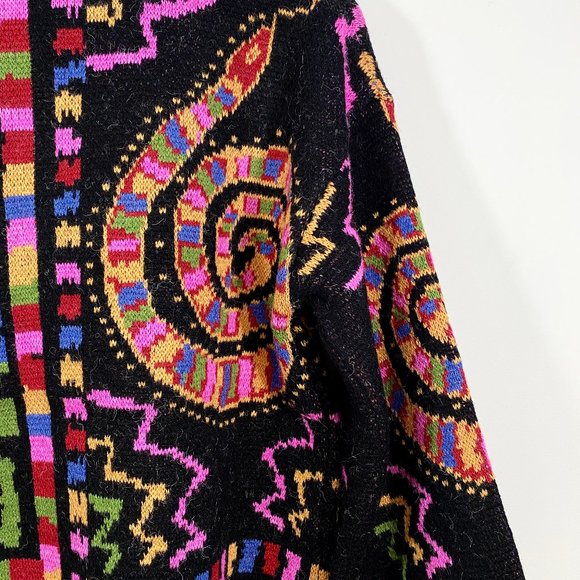 NWT! FARM RIO Mixed Scarves Black Sweater M - Picture 12 of 16